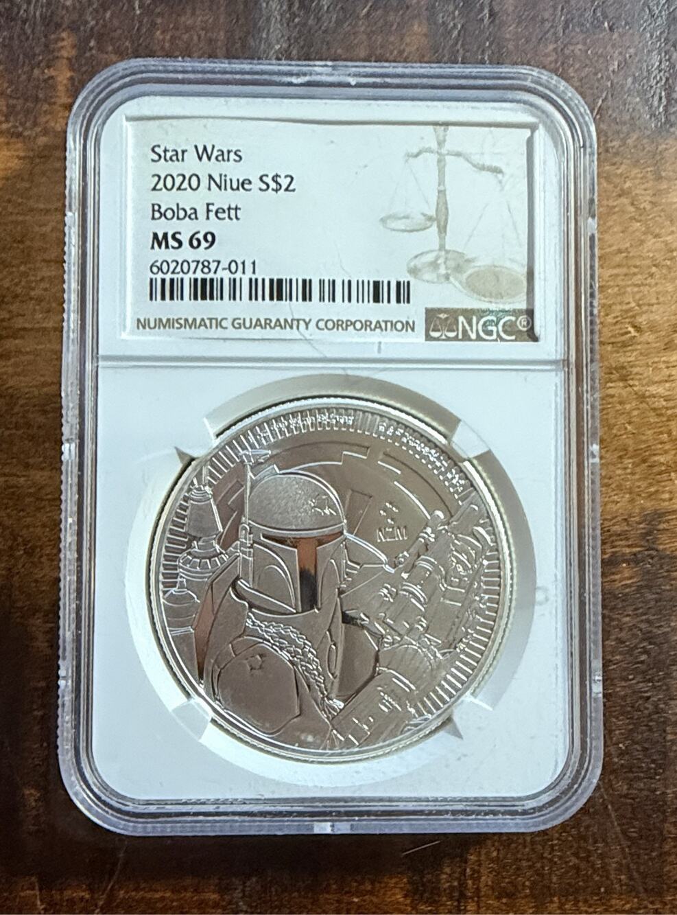 2020 Niue $2 Star Wars Boba Fett 1 oz Silver Coin NGC MS 69